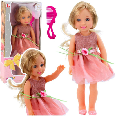 Kukull Lean Toys Lala, 38 cm, me gjëra shoqe, rozë