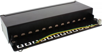 Patch panel INLINE CAT 6a, 12 porta RJ-45, ngjyrë e zezë