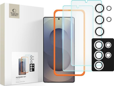 Xham mbrojtës Tech Protect Supreme për Samsung Galaxy S25 Ultra, set 3 copë, transparent