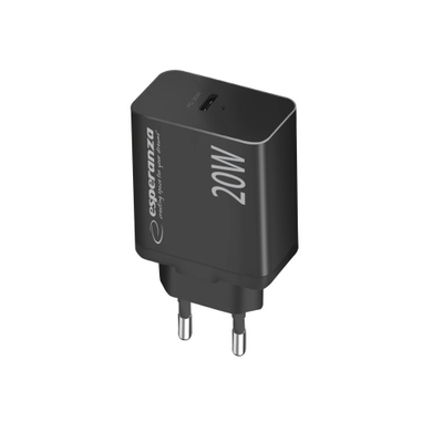 Karikues rrjeti Esperanza EZC104K, 20W, karikim i shpejtë, i zi