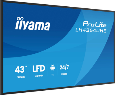 Monitor profesionist Iiyama LH4364UHS B1AG, 43\", 4K UHD, 500 cd/m², i zi