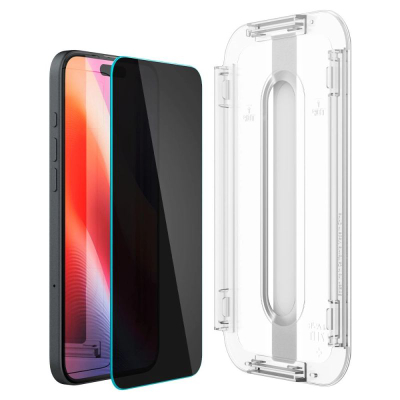 Xham mbrojtës Spigen Glass tR EZ Fit Privacy, 2 copa, për iPhone 15, transparent