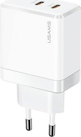 Karikues muri USAMS T54, 2x USB C, 40W PD, i bardhë