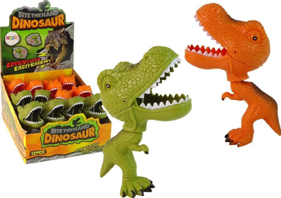 Lodër figurine dinosauri Tyrannosaurus, me bisht dhe nofull që lëviz, plastike, jeshile ose portokalli