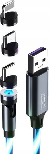 Kabllo karikimi Somostel 3IN1, magnetike me LED, 3.1A, blu