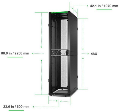 Raka serveri APC NetShelter SX Gen 2, 48U, 2258 x 600 x 1070mm, e zezë