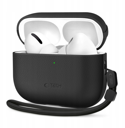 Mbulesë Tech-Protect NaturalFit për AirPods Pro 3, lëkurë, e zezë
