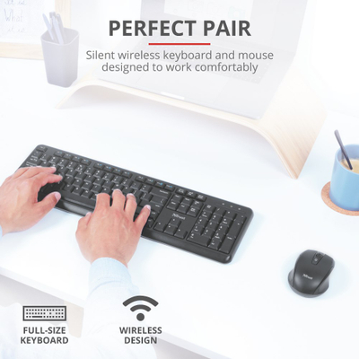 Set tastierë dhe maus Trust Ody Silent Wireless, i zi
