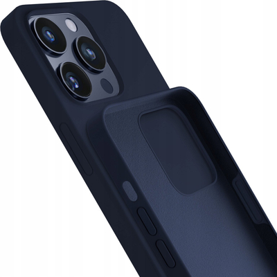 Kuti mbrojtëse 3MK Silicone Case për iPhone 15 Pro, silikon, navy blue