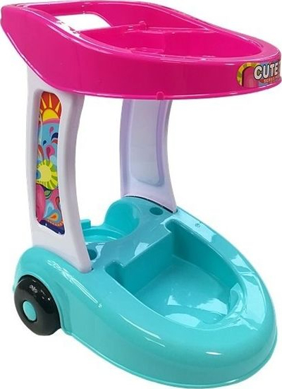 Set pastrimi lodër Leantoys Cleaning Set, me karrocë dhe fshesë me korrent, rozë me ngjyra