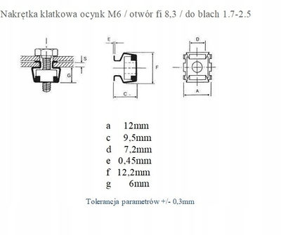 Arrë montimi AN-KH 9.5x9.5 M6, për fiksim bulonash M6, metalike