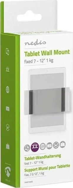 Mbajtës muri universal për tablet, 7–12", rrotullim 360°, i bardhë-gri