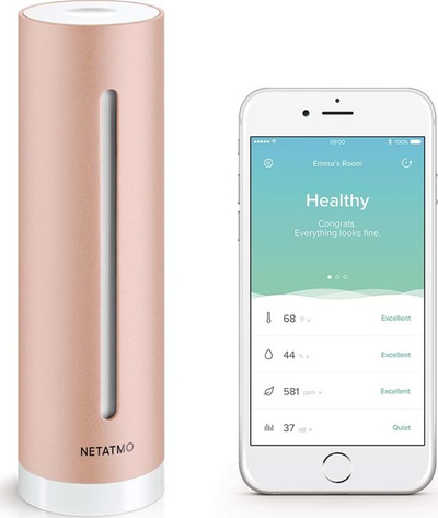 Сензор за квалитет на воздух Netatmo NHC-EC, Wi-Fi, за внатрешни простории, бел