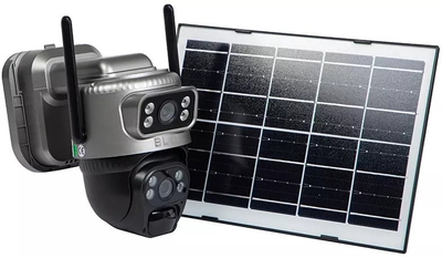 Kamerë sigurie WiFi IP Solar 4MP, 2 lente, IP66, e bardhë