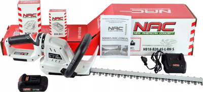 Set 2x gërshërë për shkurre Nac Nac Cordless Hedge Trimmer 18V, bateri 2.0Ah, teh 45cm, dorezë rrotulluese