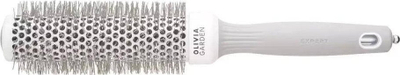 Krehër i rrumbullakët për flokë Olivia Garden Expert Blowout Speed 35mm, me qime të valëzuara, i bardhë me gri