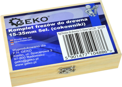 Сет фрези за дрво Geko, 5 парчиња, 15-35mm, јаглероден челик
