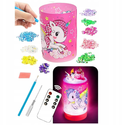 Set kreativ llambë nate Unicorn in a Jar Diamonds, LED, me telekomandë, shumëngjyrëshe