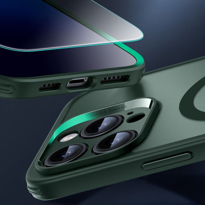 Mbulesë telefoni ESR Classic për iPhone 16 Pro Max, kompatibile me MagSafe, 4 në 1 me mbrojtës ekrani, e gjelbër mat