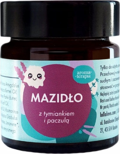 Pомада од растително потекло Lullalove Mazidło, мајчина душица и пачули, 30 ml
