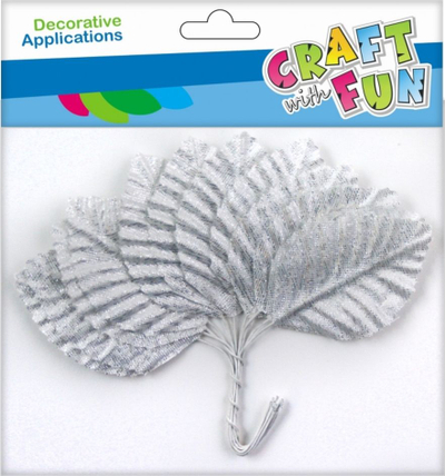 Set gjethe dekorative me tel Craft with Fun CF, 5.5cm, 12 copë, argjendi