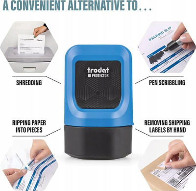 Stempel Trodat Wide Identity Theft Protection 199524, komplet me 3 rimbushje, i zi