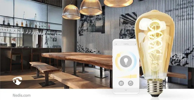 Llambë smart Nedis SmartLife LED Filament ST64, E27, 4.9W 360lm, dritë e ngrohtë në të ftohtë, qelq transparent
