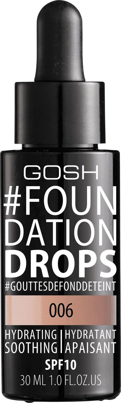 Fondatinë Gosh Foundation Drops 006 Tawny, SPF 10, 30 ml