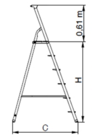 Shkallë vetëmbajtëse alumini DRABEX, 130 cm, 2 shkallë, gri