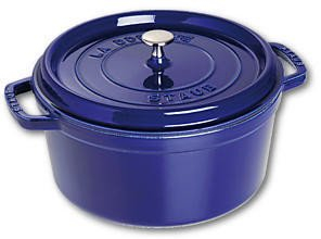 Tenxhere Staub La Cocotte Round, gize e emaluar, 7QT, blu e errët