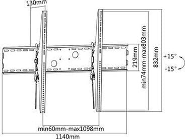 Ѕидна држачка за ТВ Sunne 60 100 LP, 60" 100", до 100 kg, црна
