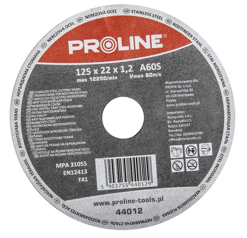 Disk për prerjen e çelikut rezistent ndaj acidit, T41, 125x1mm, A60S - 44014
