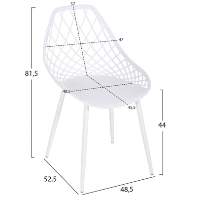 Karrige polipropileni Lio 52x53x82Hcm (HM9524.11), bardhë