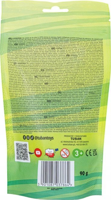Rërë loje Tuban Fluffy Sand, 90 g, me aromë çamçakëzi, jeshile