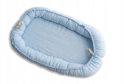 Fole bebi BabyMatex Prestige Linen Design, 80x55 cm, material lino, blu e çelët