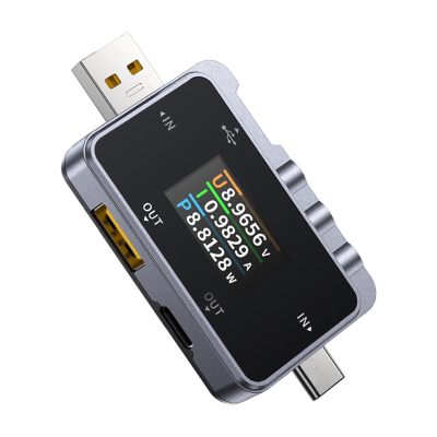 Tester USB FNIRSI FNAC-28, 2 në 1 USB-A USB-C, ekran OLED me ngjyra, gri
