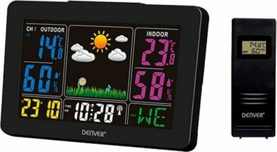Stacion moti Denver WS-540, sensor pa tela, higrometër, i zi