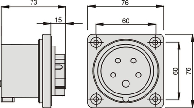 Prizë paneli Elektromet Straight 922036, 32A, IP44 400V, e kuqe