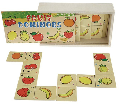 Lojë domino druri Adar Fruits, figura frutash, për kalamaj 3+