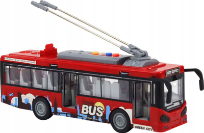 Lodër autobus trolejbus 1:16, drita dhe tinguj, e kuqe