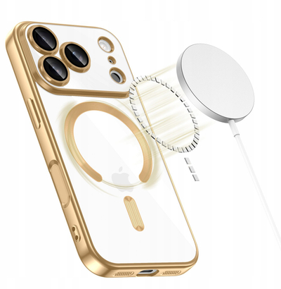 Mbulesë telefoni Tech-Protect MagFlex për iPhone 17 Pro, MagSafe, transparente me të artë