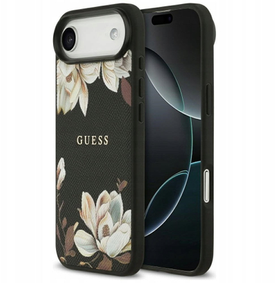Mbulesë telefoni Guess Grained Flowers MagSafe, për iPhone 17 Air 17 Pro, e zezë