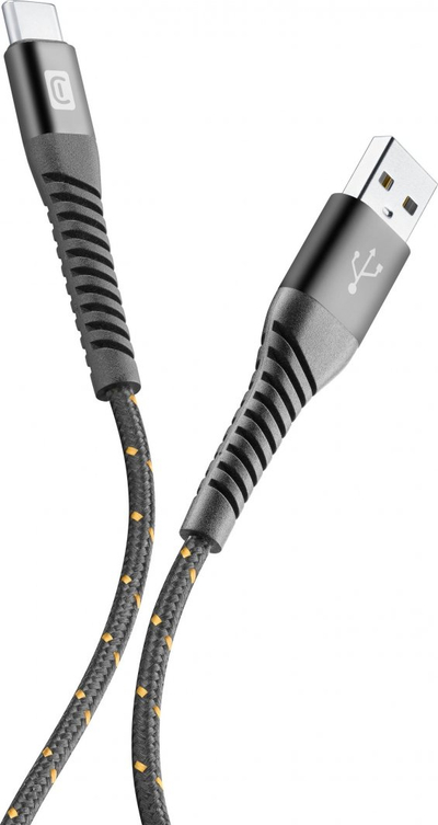 Kabllo USB-C Cellularline Extreme, 1.2 m, për karikim edhe të dhëna, i zi