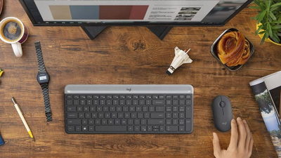 Set tastiere dhe miu Logitech MK470 Slim Wireless, i hollë, pa zhurmë, gri grafit