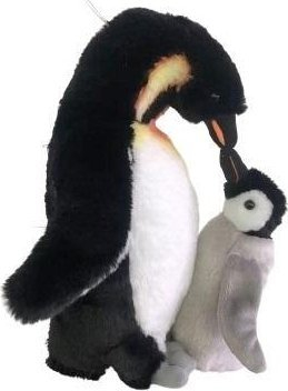Peluçë Dubi Penguin With Young, 28cm, shumëngjyrëshe