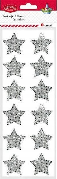 Ngjitëse dekorative Titanum Stars, diametër 40mm, 12 copë, argjendi