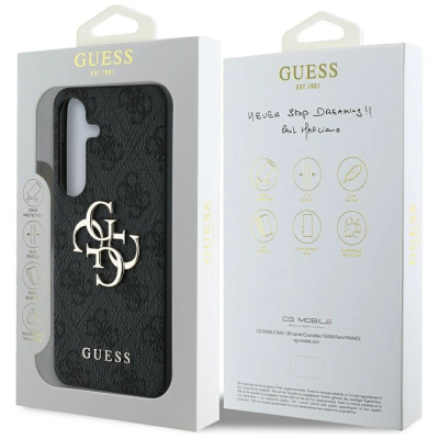 Kapak telefoni Guess GUHCS25S4GMGGR për Samsung S25, PU, logo e madhe, i zi