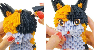 Set origami 3D HQ Invento Cat, skulpturë mace letre, pa ngjitës, multingjyrësh