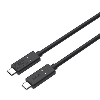 Kabllo USB C Aukey Hyper Link CC, Thunderbolt 3, 240W 0.8m, e zezë, set 2 copë