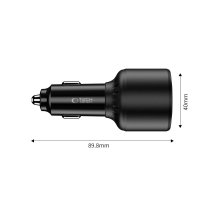 Полнач за автомобил Tech-Protect CC04, 3 порти, 130W, црн